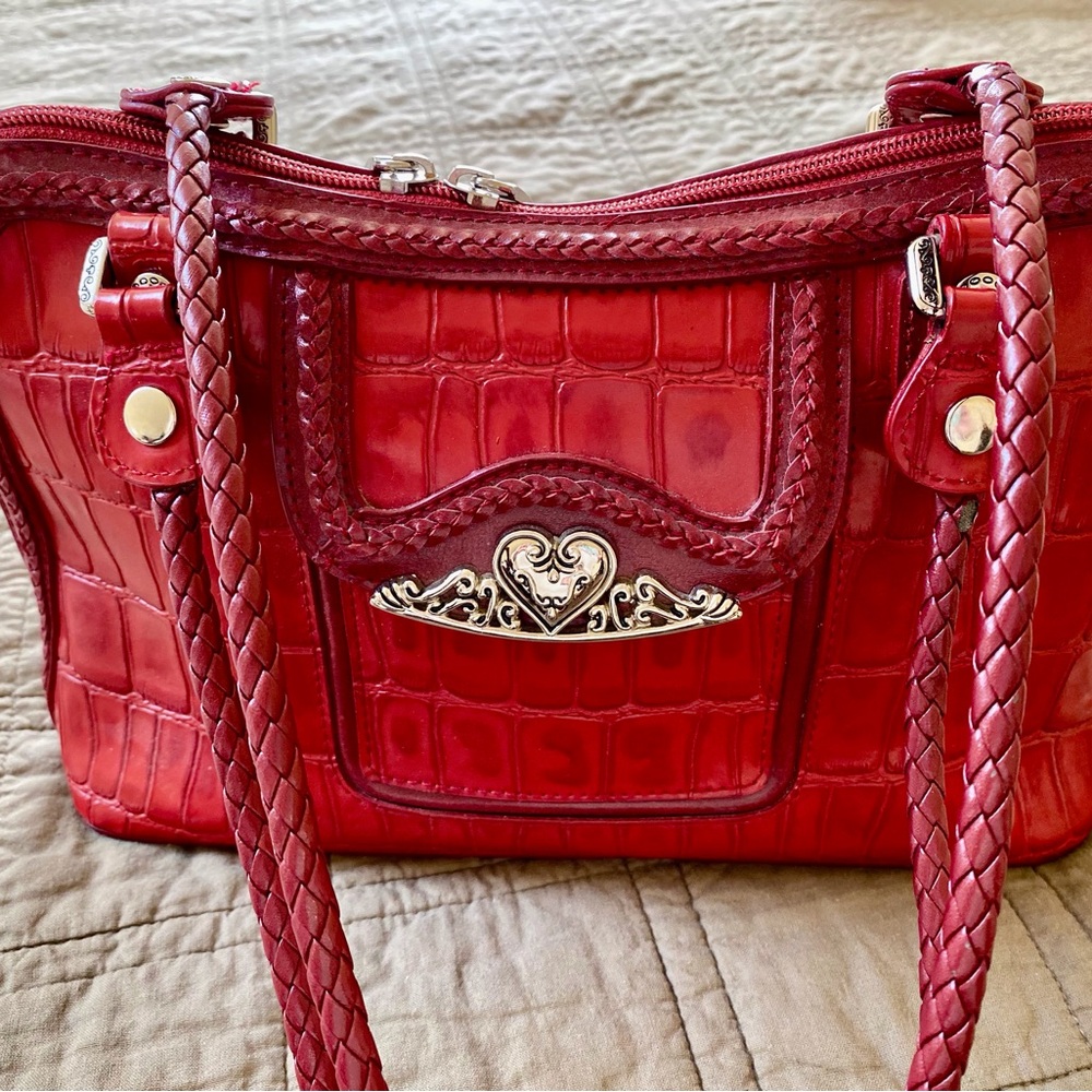 Red Crocodile Pattern Handbag - image 6